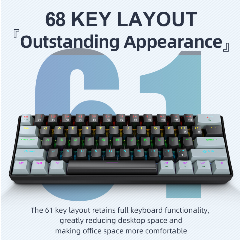 Gaming Keyboard Hot Swappable - APAYADO K61 Mini teclado mecánico, con