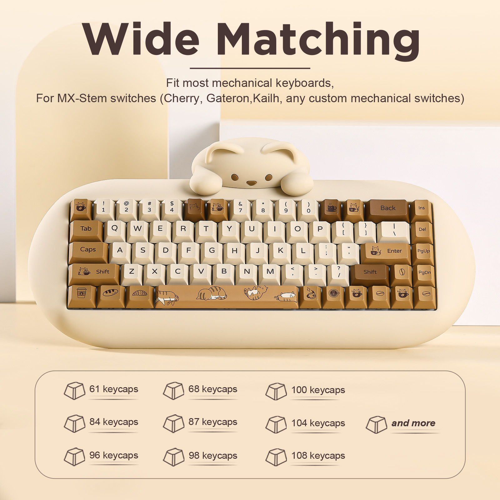 Teclas PBT YUNZII Coffee Cat,  - Gaming Keyboard Bundle reseña y precio