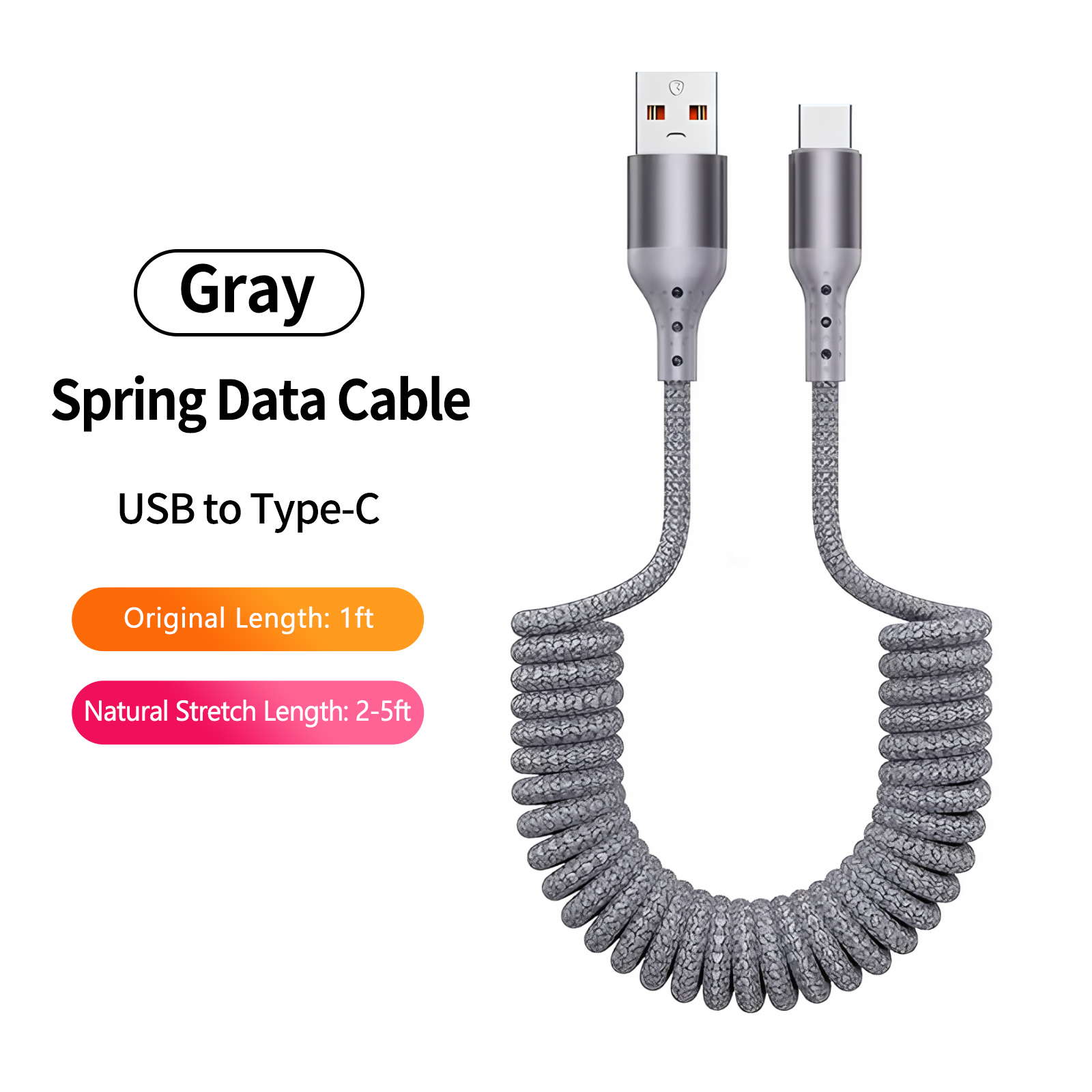 Cable de Carga USB A a Tipo C  - Coiled Usb Cable reseña y precio