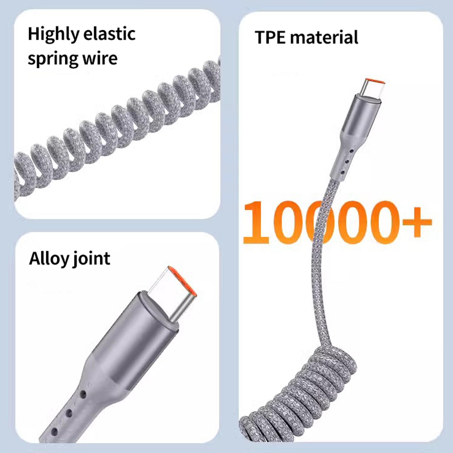 Cable de Carga USB A a Tipo C  - Coiled Usb Cable reseña y precio